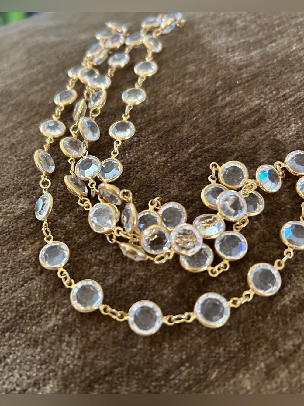 QVC Gold-Tone Clear Crystal Station Necklace